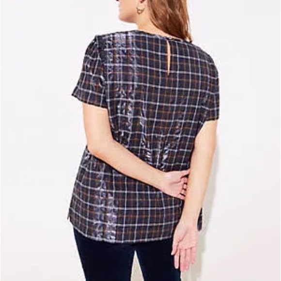 LOFT • Shimmer Plaid Blouse - Picture 2 of 11
